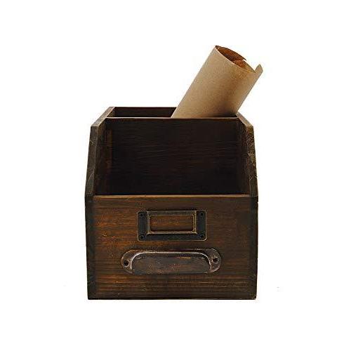 Creative Co-op 2セクション 木製容器 ハンドルとラベルホルダー付き