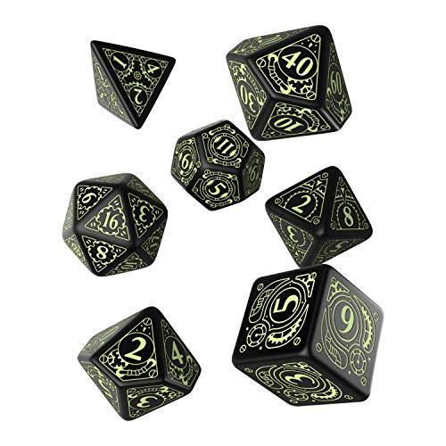 Black-glow in the dark Steampunk Dice set