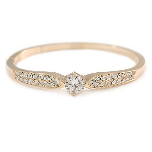 Avalaya ステートメントクリスタル ラウンドキュービックジルコニア バングルブレスレット 光沢...