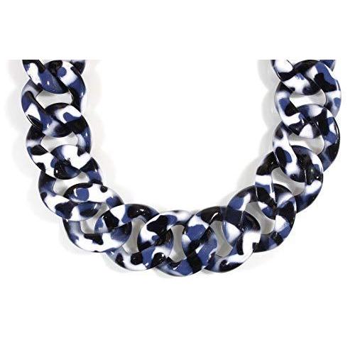 「Linked Up」ブルーとブラック 大きなリンクネックレス 18~20インチ 調節可能