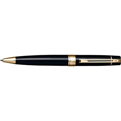 Sheaffer 300  Glossy Black  Gold Tone Trim  Ballpo...