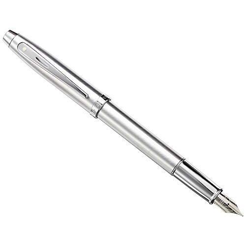 Sheaffer 100 つや消しクロム 万年筆 クロームトリムと細字ペン先付き