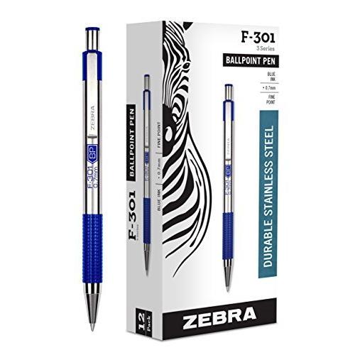 (12 Pack  Blue) - Zebra F-301 Ballpoint Stainless ...