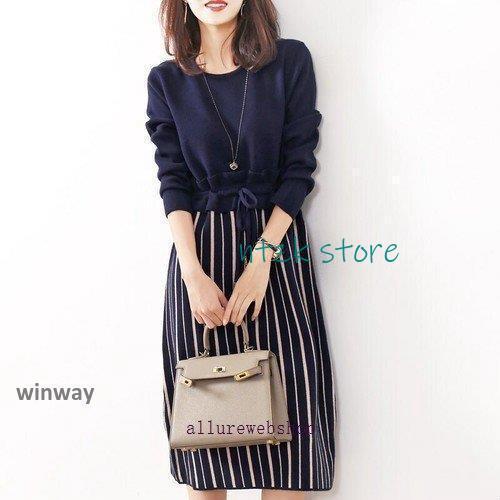 ドッキングワンピース 20代 30代 40代 50代 通勤 オフィス ひざ丈 ワンピース レディース...