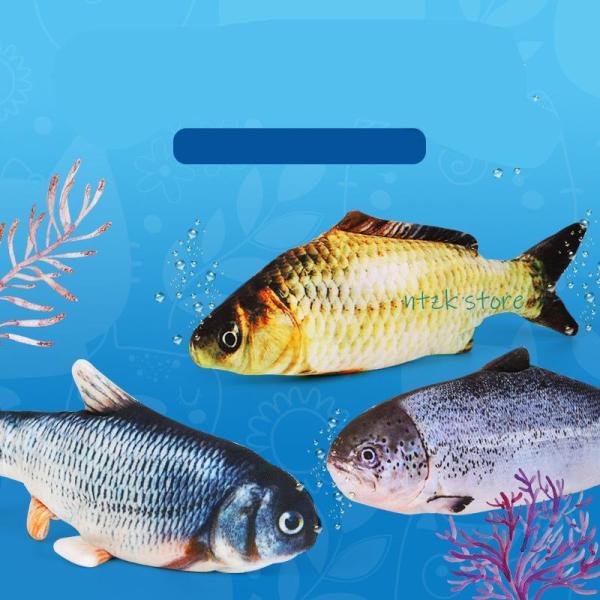 電動猫キッカー リアル 魚 猫 おもちゃ 蹴り ぬいぐるみ  ペット用おもちゃ USB充電式 本物み...