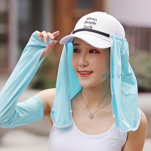 フェイスカバー UPF50 夏 ランニングキャップ 帽子用 サンバイザー ジョギング 紫外線対策 日...