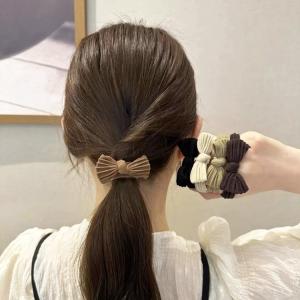 ヘアゴム 5色セット お得 リボン 無地 黒 りぼん 小さめ ヘアアクセサリー 小さい 髪留め ヘッドアクセサリー 成人式 acc00037｜js-fashion