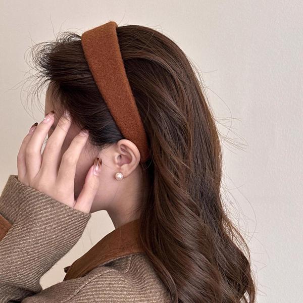ウール調 ワイドカチューシャ 7色展開 幅4cm 起毛素材 ヘアアクセサリー レディース ギフト 高...