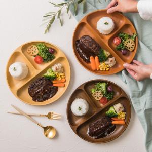 ランチプレート 木目調 丸型 深め 子供 おし...の詳細画像5