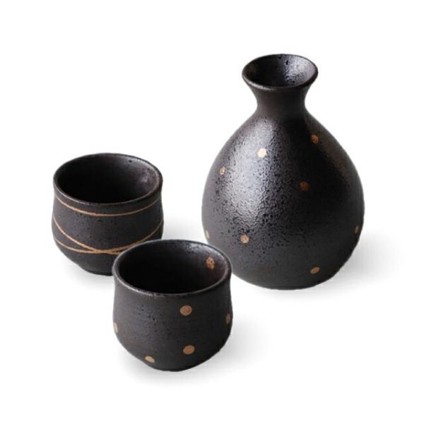 美濃焼 食器 ギフト BOX入 金彩結晶 酒器揃 300cc 8.5×12cm 50cc 4.5×4...