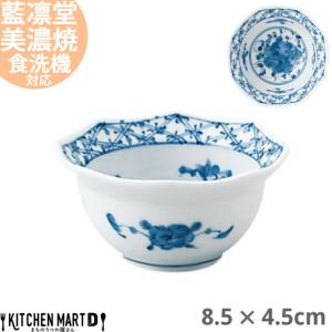 藍凛堂 藍なずな 楕円菊鉢 17×14×4.5cm 美濃焼 国産 日本製 染め付け
