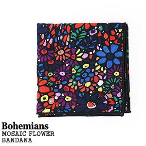 [クーポンで20%OFF]ボヘミアンズ/BOHEMIANS モザイクフラワーバンダナ ハンカチ MOSAIC FLOWER BANDANA レディース メンズ[1点のみメール便可能]｜jscompany-store