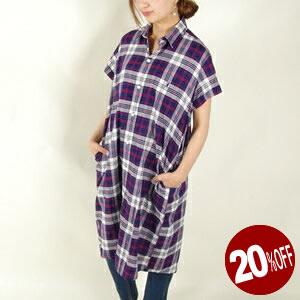 20%OFF 2020SS ジムフレックス/Gymphlex マドラスチェック半袖ワンピース MADRAS CHECK ONEPIECE J-1098BGM レディース｜jscompany-store