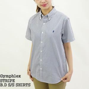 ジムフレックス/Gymphlex コーマコットンボタンダウン半袖シャツ ストライプ COMBED COTTON B.D S/S SHIRTS J-1243TSS レディース｜jscompany-store