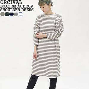 オーシバル/オーチバル/ORCIVAL ボートネックドロップショルダードレス 長袖ワンピース チュニック OR-C0067 BFJ レディース｜jscompany-store