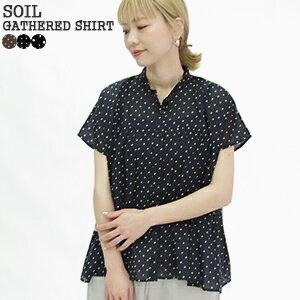 SOIL（ソイル） ポプリンドットプリントバンドカラーシャツ NSL25532