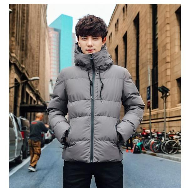 メンズ中綿ジャケット帽子付き シワなりにくい 穏やかな3色展開 立襟ネック保温 防風 軽量 アウター...