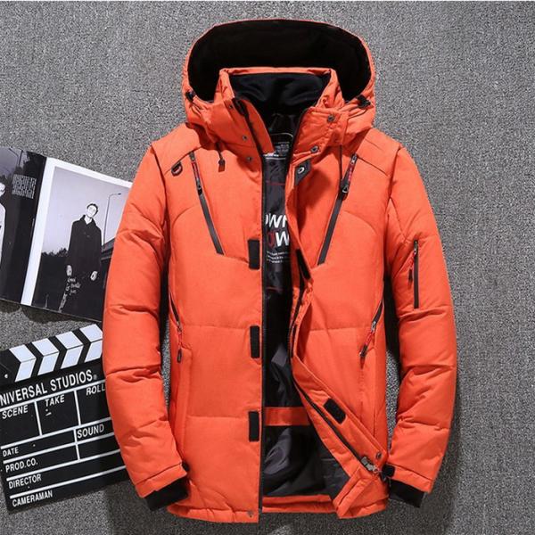 メンズジャケット ダウンジャケット アウター 冬 長袖　ジャケット ホワイトダークダウン70%　おし...