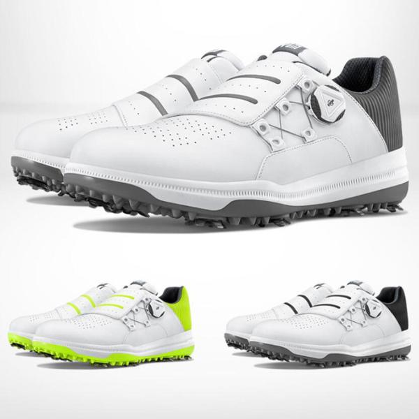 ゴルフメンズシューズ ダイヤル式 防水　滑り止め ソフト スパイク メンズ ゴ ルフ ス パイク　シ...