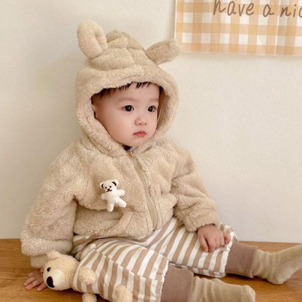 韓国風子供服 ベビー服 キッズ 男女兼用 暖かいコート ジャケット帽子付き