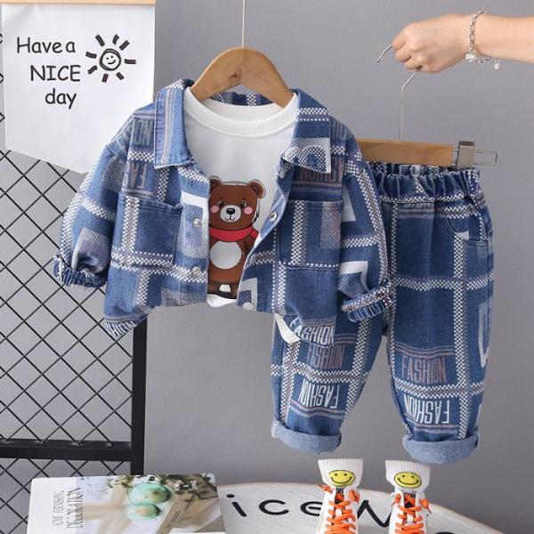 子供服 男の子セットアップ 上下3点セット Tシャツ+コート+ズボン スポーツ 春秋服 トップス 長...