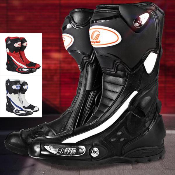 バイクシューズ レーシングブーツ ライディングブーツ ライダーブーツ プロテ クショロードブーツ バ...