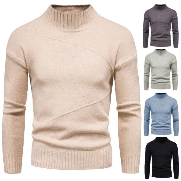 メンズニットセーター シャギーニット 男性 トップス 6色展開 トレンド セーター 秋冬 立襟  暖...