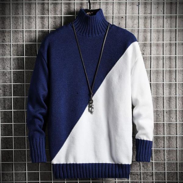 メンズニットセーター インナーセーター トップス  4色展開 トレンド セーター 秋冬 立襟 暖かめ...