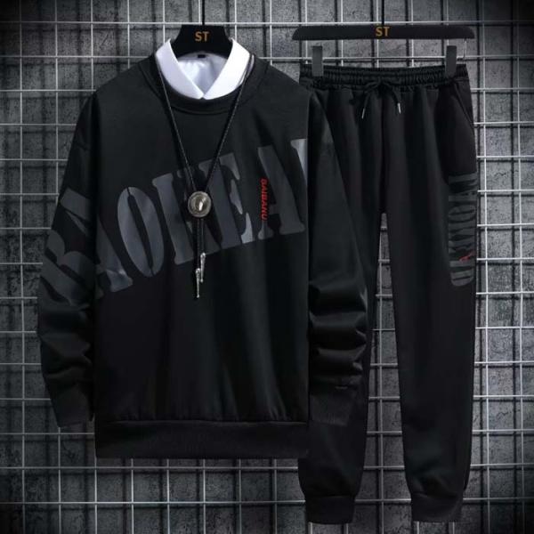 メンズ上下2点セットアップ  長袖 長ズボン春秋 オーバーサイズ カジュアル 通気性 スポーツ カジ...