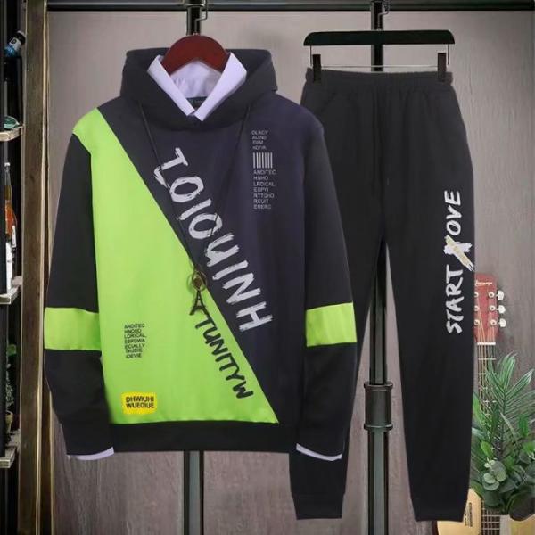 メンズ上下2点セットアップ 7色展開 動きやすい 秋冬 長袖 長ズボン オ ーバ ーサイ ズ カジュ...