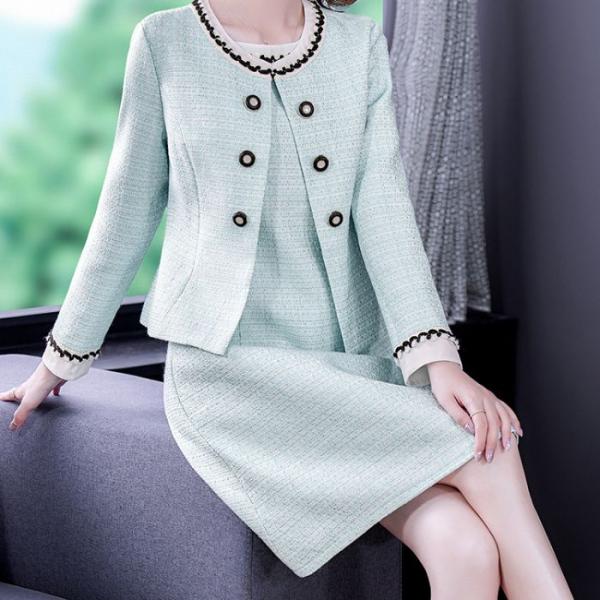 レディーススーツ上下2点セット 長袖 ワンピース 母親 入園 卒業 セレモニー フ ォーマル卒園 式...