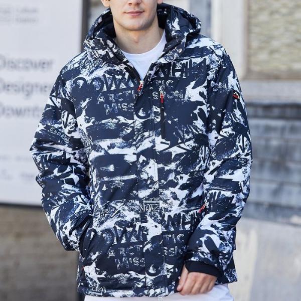 男メンズスキーウェア上下セット 暖かめな帽子付きジャケット+パンツ レジャースポート ス ノー ボー...