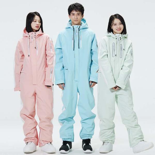 男女兼用 無地でシンプルなデザイン オールインワン  レジャースポート スノー ボードウェア スキー...