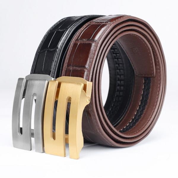本革 ワニ革 メンズ ベルト 通勤 2色展開 穏やか おしゃれ プレゼントケース 付き