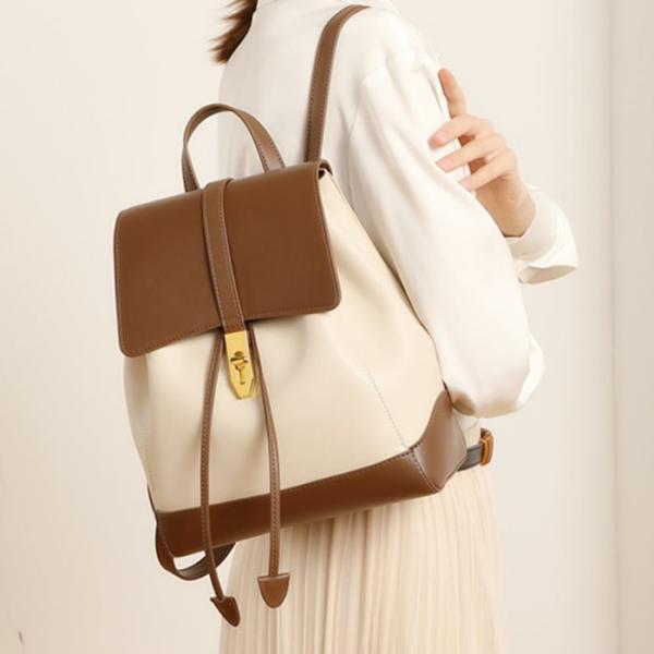 レディースリュックサック 本革 牛革 バックパック 3色展開 学院風  大容量 キレイに収納可能