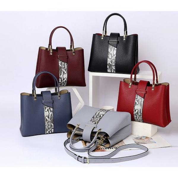 レディース ハンドバッグ ショルダーバッグ 蛇皮模様入り 無地色 淑やか 5色選び レディース バッ...