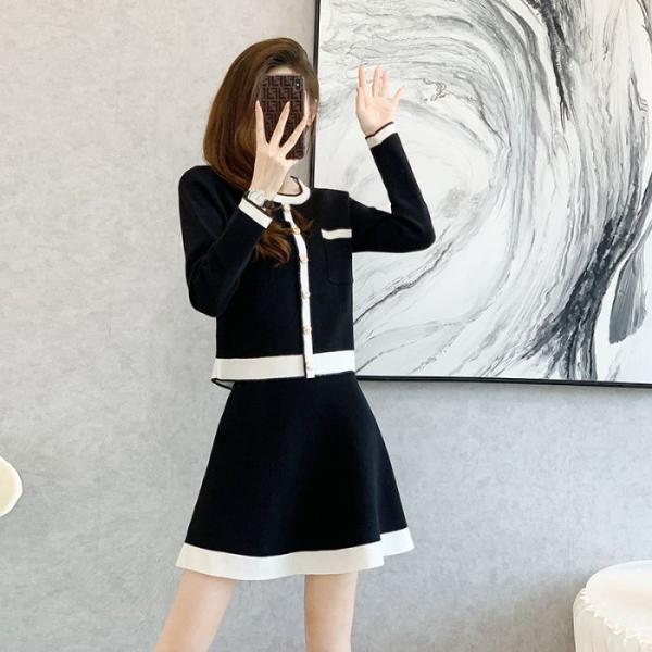 レディースニットセットアップ トップス+ハイウエストAラインスカート 2点セット韓国風 カジュアル系...