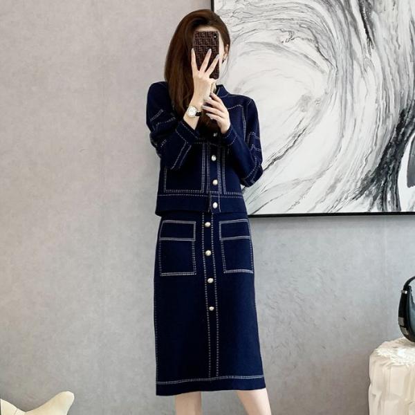 レディースニットセットアップ 2色展開 トップス+タイトスカート 2点セット  カジュアル系 春秋用...