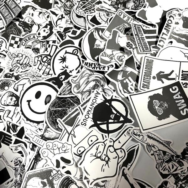 ステッカー 大量 200枚セット ヘルメット バイク 防水 白黒 おもしろ 自転車 かっこいい