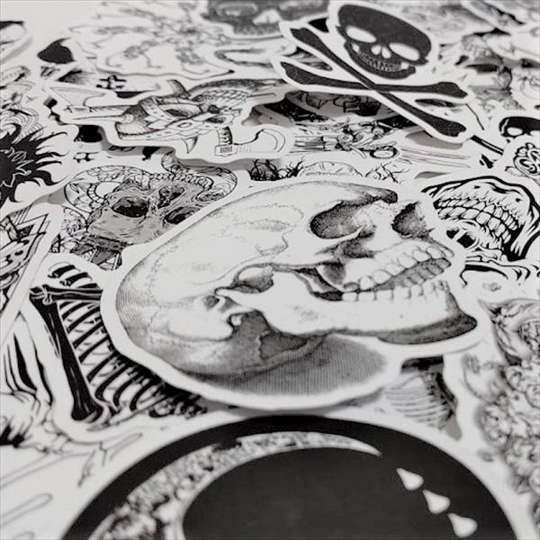 ステッカー 大量 防水 50枚 セット バイク ヘルメット スノボ スケボー おしゃれ がいこつ 傷...