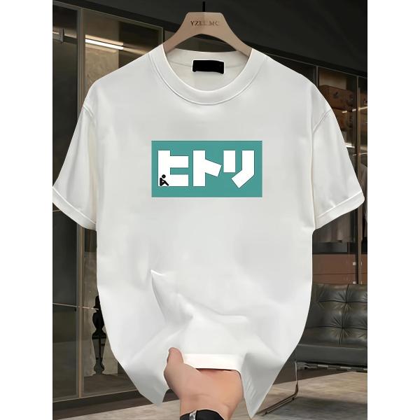 メンズ ヘビーウェイト100%コットンTシャツ THEYグラフィックプリント ルーズフィット クルー...