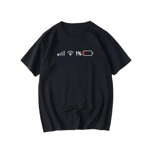Tシャツ メンズ レディース 「バッテリー残量1%」 デザイン アプリ プリント  ライトストレッチ...