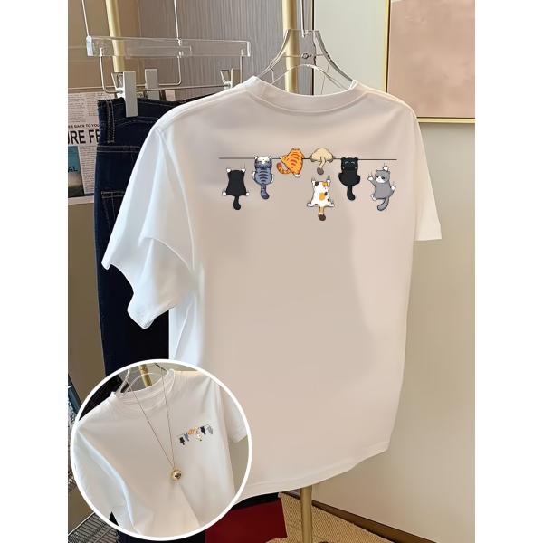 猫 Tシャツ メンズ レディース 漫画 デザイン ロープ 子猫 両面プリント かわいい 癒し ユーモ...