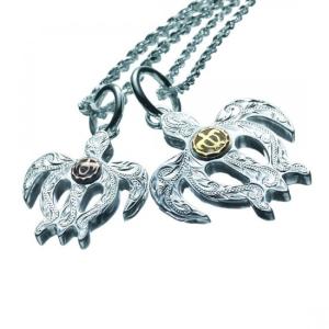 【ハワイアンジュエリー　hoo】 シルバー　K14 ペアペンダント ネックレス SV　silver　ぺんだんと ねっくれす necklace｜jsj