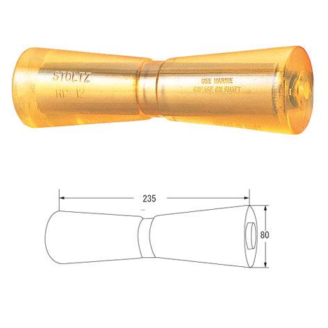 STOLTZ キールローラー Ф80×L235mm シャフト径16mm トレーラーローラー トレーラ...