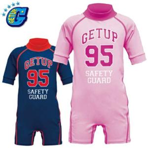GETUP ゲットアップ キッズ ラッシュガード こども用 子供用 スイムスーツ 日焼け ケガ防止 ラッシュガード ネイビー/ピンク 80-100cm GSS-361｜jsptokai
