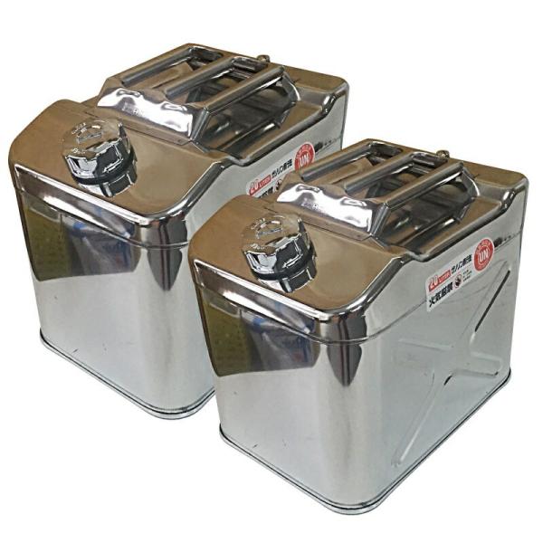 2個セット ステンレス ガソリン携行缶 20L 縦型 消防法適合品 JLS-20 小型ボート ジェッ...