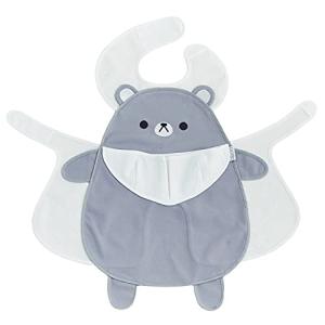 アブー 出産祝い グレーくま お食事エプロン 立体ポケット