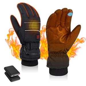 Chonomai 電熱グローブ ニット手首カフス付 バイク用 ヒーター グローブ 電熱手袋 3段階温度調節 暖房手袋 反射材付き タッチパネル対