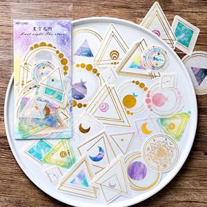 シール Rickton ステッカー 金箔 箔押し 可愛いシール フレークシール 和紙ステッカー 宇宙 コラージュシール 手帳シール 日記シール